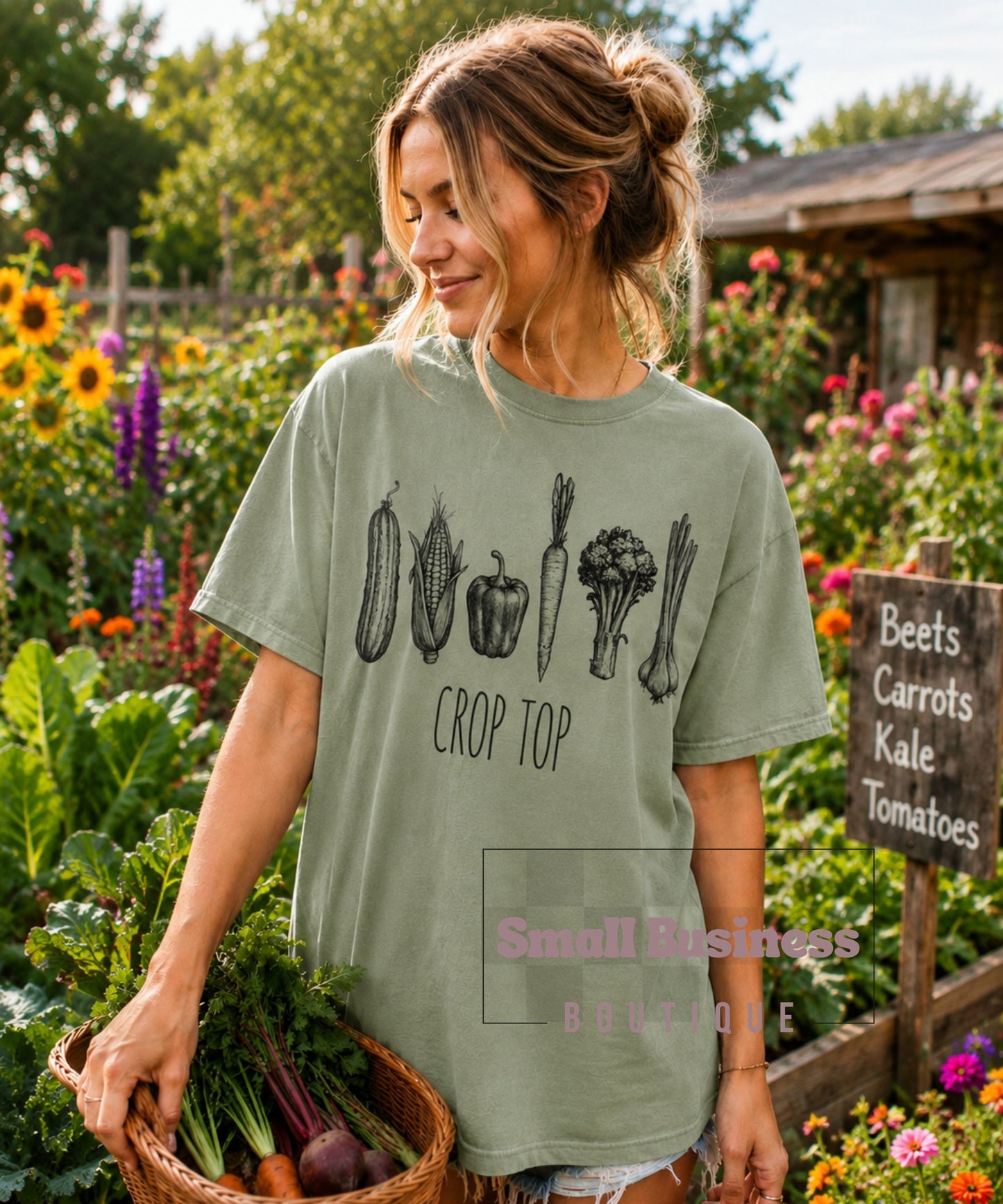 Crop Top Vegetable Shirt — Funny Veggie Graphic T-Shirt for Gardeners & Plant Lovers