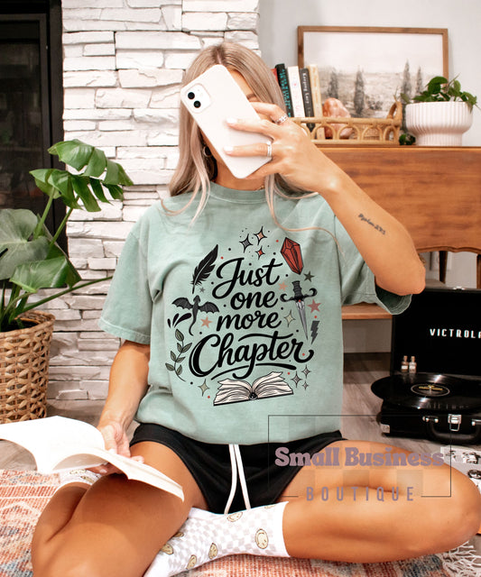 Book Lover T-Shirt — "Just One More Chapter" Graphic Tee