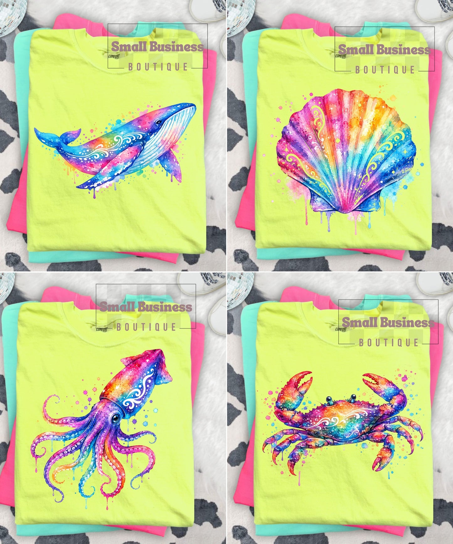 Watercolor Sea Creatures (4 PNG’s)