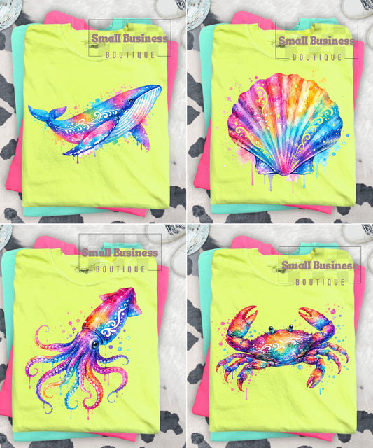Watercolor Sea Creatures (4 PNG’s)