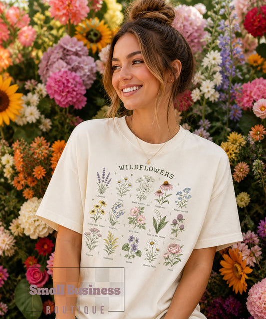 Wildflowers Chart T-Shirt — Botanical Garden Floral Tee