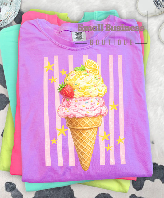 Strawberry Lemon Ice Cream Cone