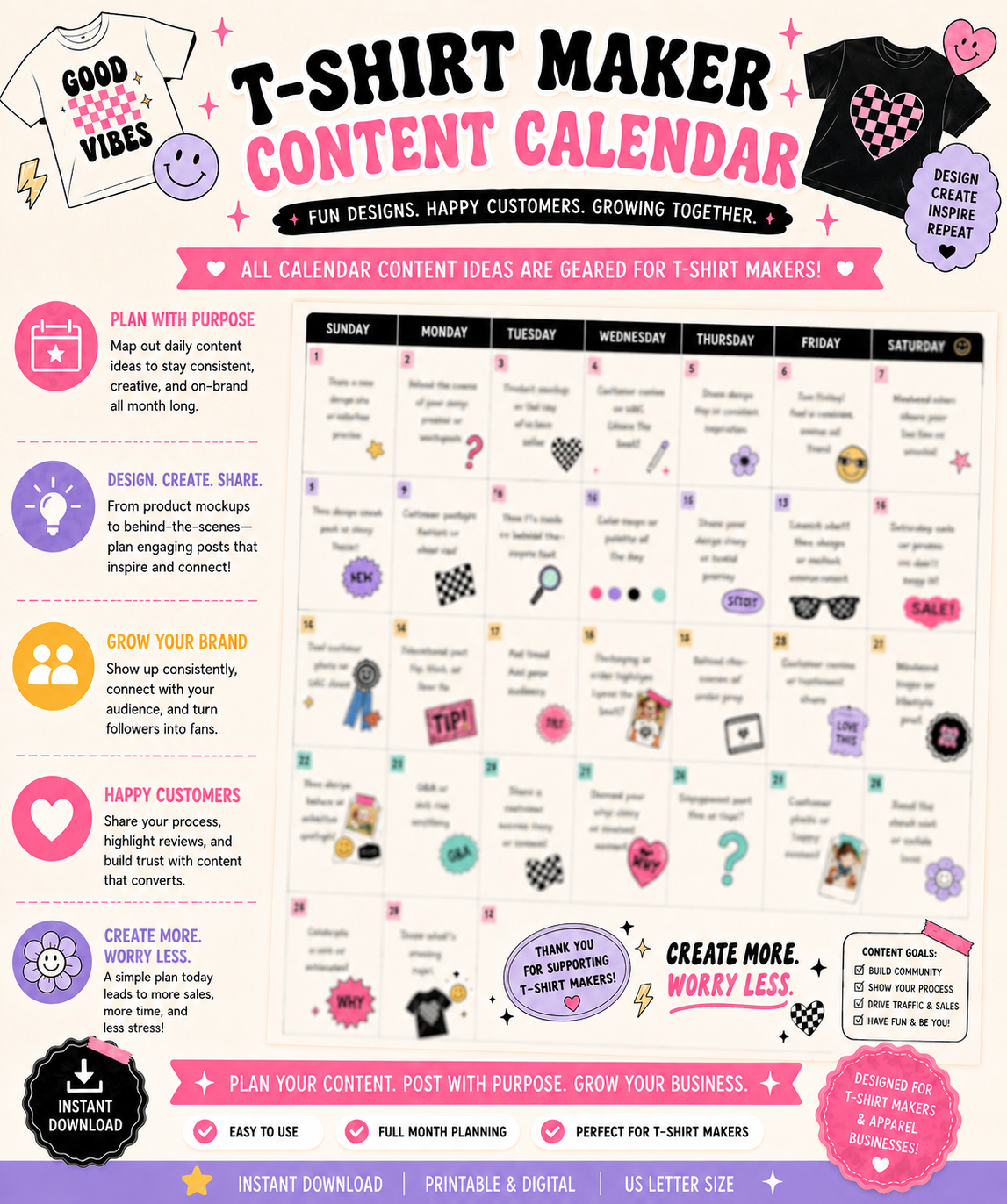 T-shirt Maker Content Calendar
