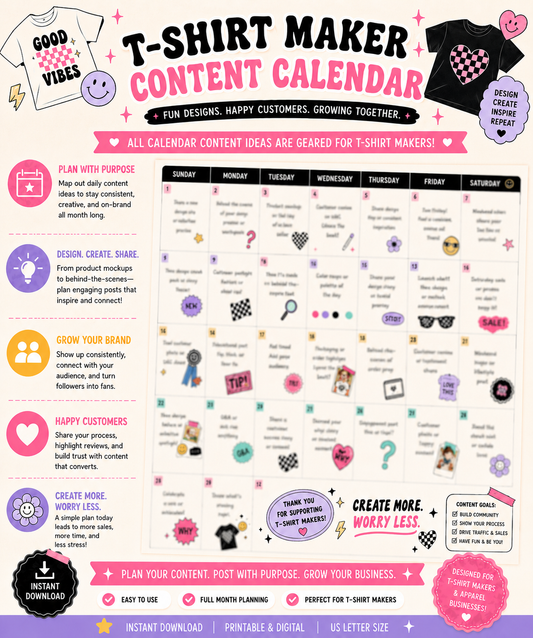 T-shirt Maker Content Calendar