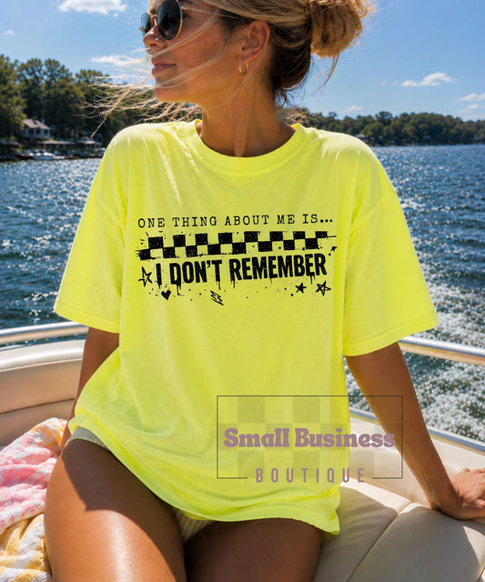 I Don't Remember T-Shirt — Funny Retro Checkerboard Graphic Tee
